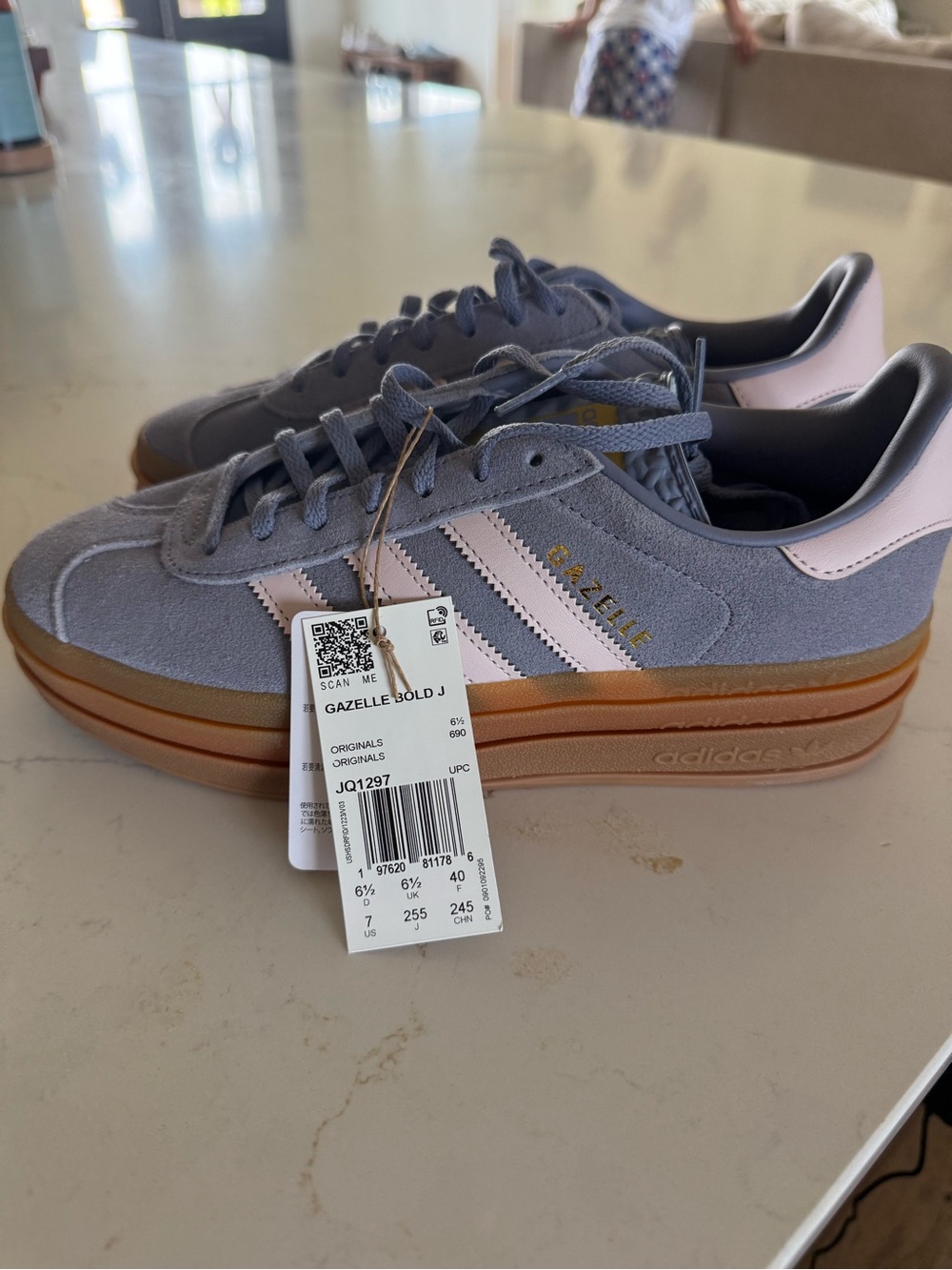 adidas Gazelle Bold J Light Blue and Pale Pink Sneakers NWT